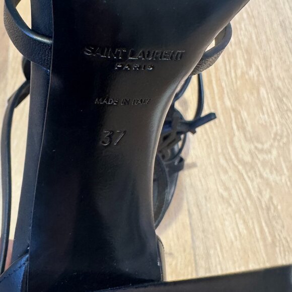 Auth Saint Laurent Cassandra Black Leather Sandals Women's Size: 7 | IT 37 - Picture 3 of 4